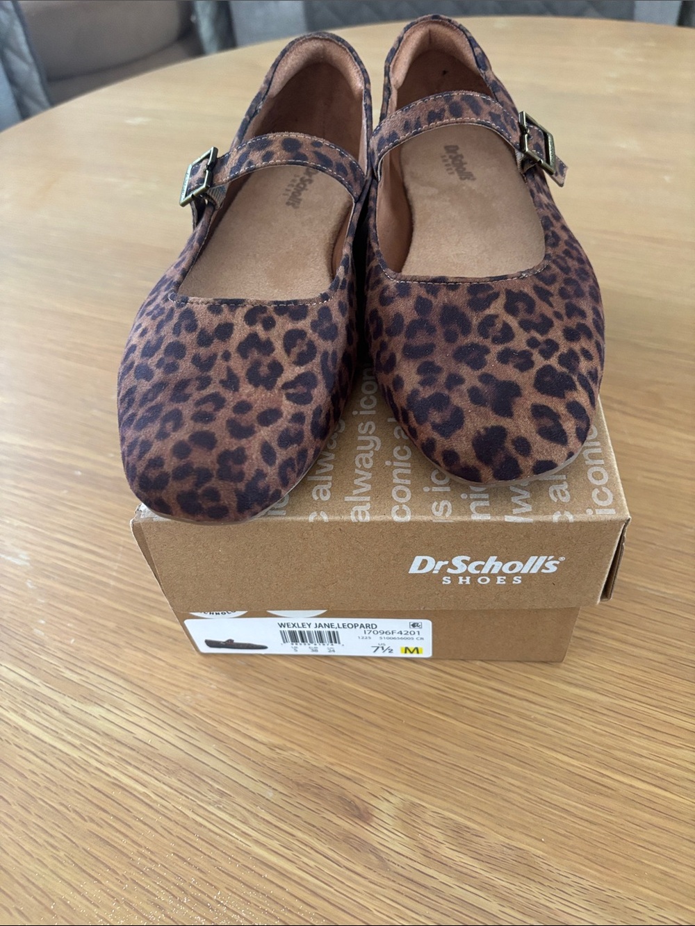 Dr. Scholl's 7.5 NEW Leopard Print Mary Jane Flats - Brown/Black